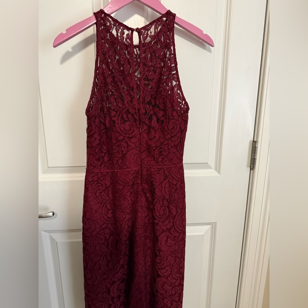 J. Crew Deep Red Lace Backless Dress